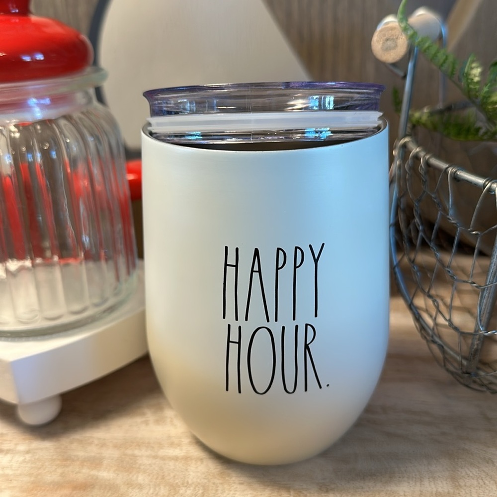 Rae Dunn HAPPY HOUR Metal Wine 🍷 Cup with Lid - Picture 7 of 7